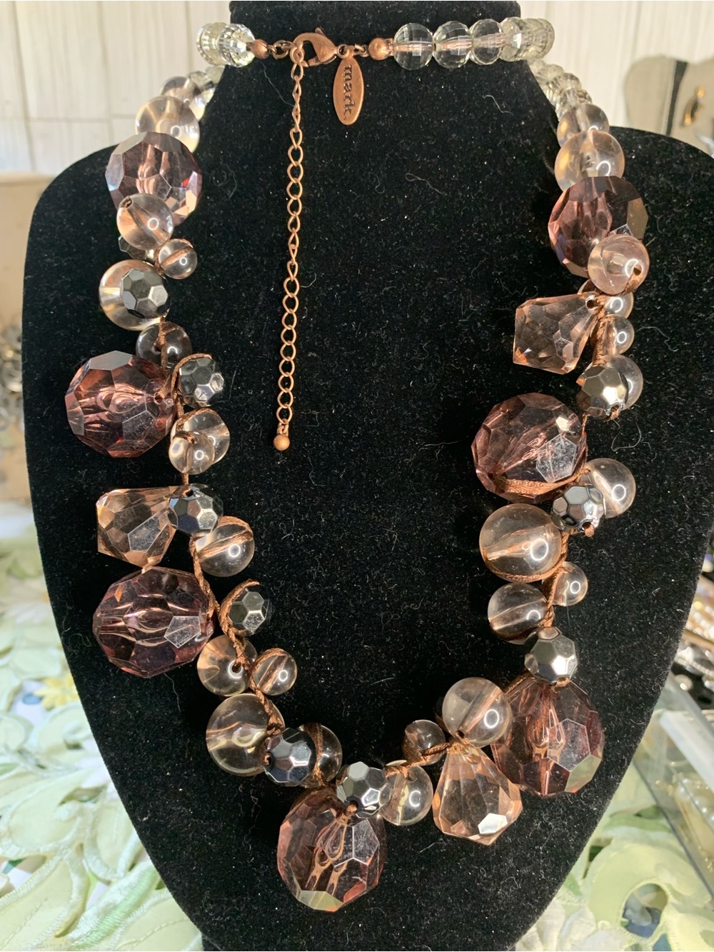 Mark by Avon Amethyst and Clear Crystal Bib Necklace